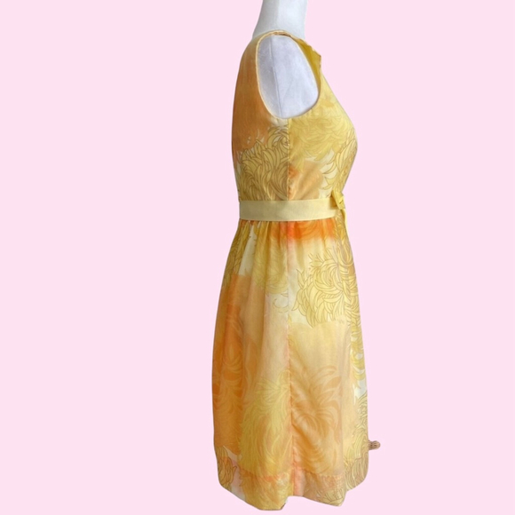 Vintage Yellow Orange Chiffon Sleeveless Fit and Flare Dress Malia Hawaii Tiki - Picture 3 of 14